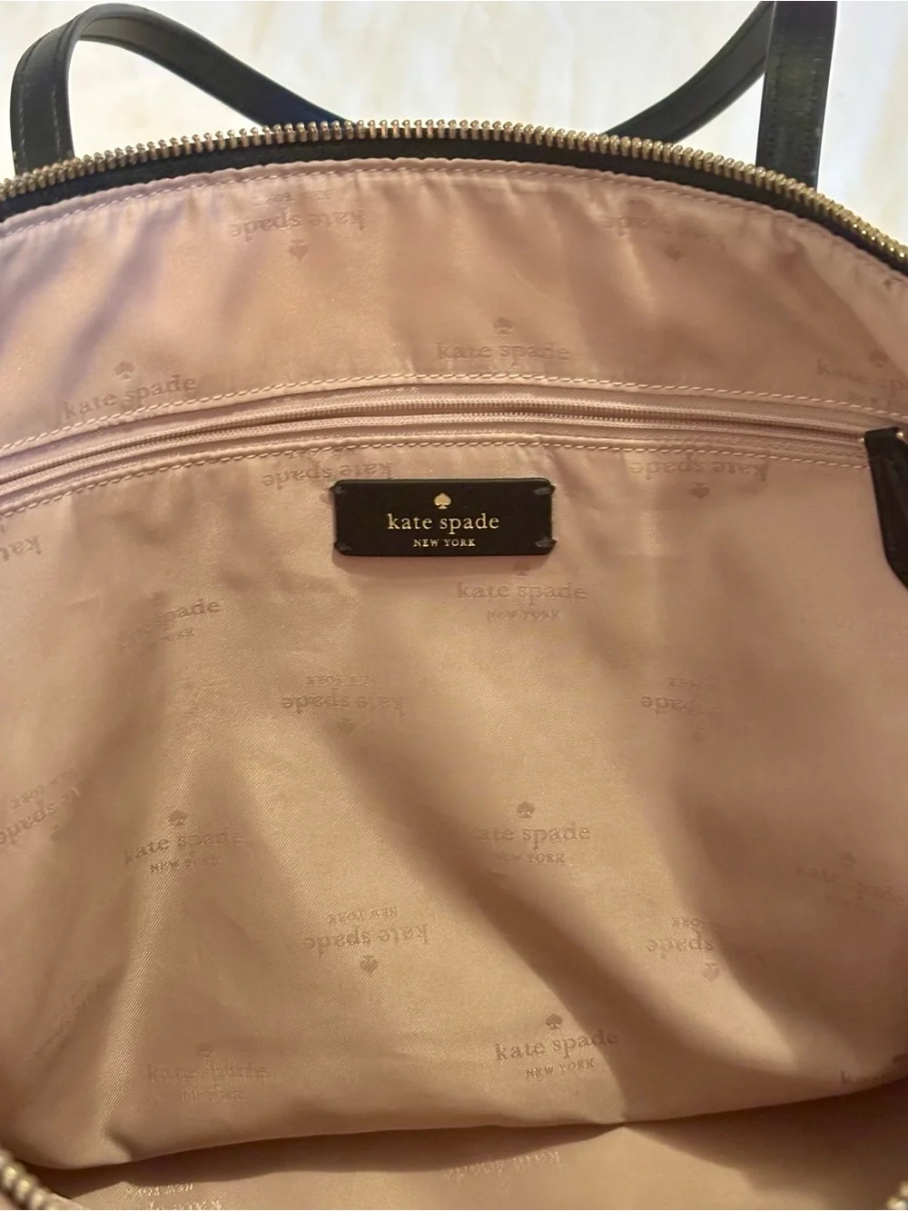 Kate Spade Tan Nylon Tote with Black Straps